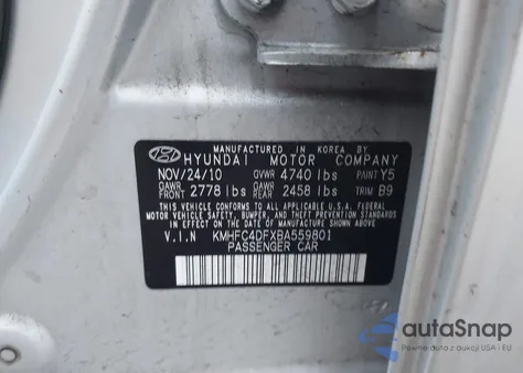 2011 Hyundai Azera Limited from USA, damaged, VIN KMHFC4DFXBA559801